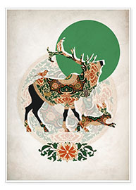 Poster  Cerf, oiseau et lièvre - Mandy Reinmuth
