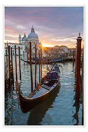 Poster Gondole et basilique, Venise