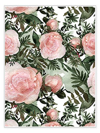 Poster  Pivoines roses texturées