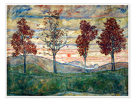Poster  Quatre arbres - Egon Schiele