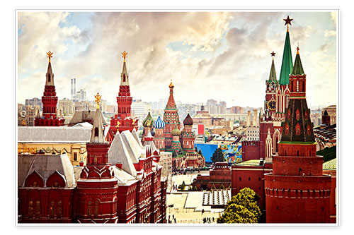 Poster Vue sur le Kremlin de Moscou, place Rouge