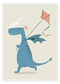 Poster  Dragon et cerf-volant - Sandy Lohß