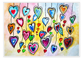 Poster Guirlandes de cœurs colorés