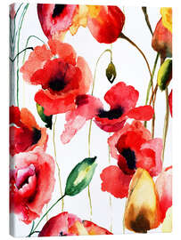 Tableau sur toile  Poppy and Tulips flowers