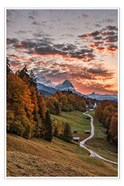 Poster  Sunset over Zugspitze Mountain, Bavaria - Achim Thomae