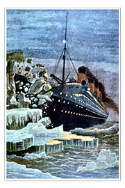 Poster  Le SS Titanic entre en collision avec un iceberg