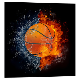 Tableau en verre acrylique  Ballon de basket-ball luttant contre les éléments