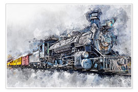 Poster  Locomotive à vapeur et chemin de fer à voie étroite de Durango - Peter Roder