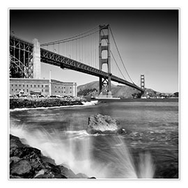 Poster  Pont du Golden Gate et les vagues - Melanie Viola