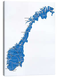 Tableau sur toile  Carte de la Norvège (anglais)