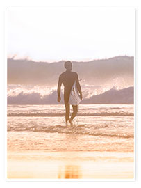 Poster Surfeur solitaire sur la plage