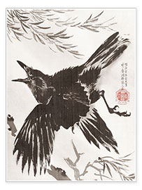 Poster  Corneille et saule - Kawanabe Kyosai