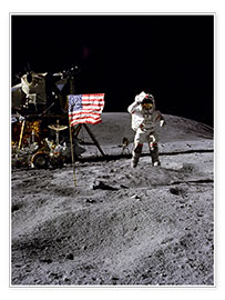 Poster Astronaute de la 10e mission habitée Apollo 16 sur la Lune