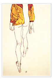 Poster  Demi-nu debout avec une chemise marron - Egon Schiele