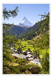 Poster  View of Zermatt and the Matterhorn, Swiss Alps, Switzerland - Jan Christopher Becke