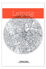 Poster  Carte ronde de Leipzig - campus graphics