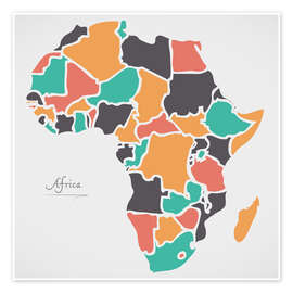 Poster Carte moderne de l'Afrique