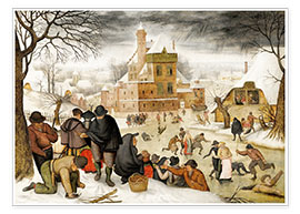 Poster Paysage d'hiver avec des patineurs