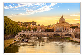 Poster  Saint Peter Basilica with Sant'Angelo Bridge