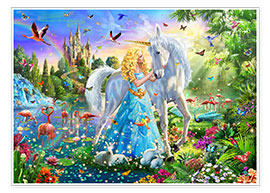Poster  La Princesse, la Licorne et le Château - Adrian Chesterman