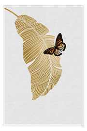Poster  Papillon et feuille de palmier - Orara Studio