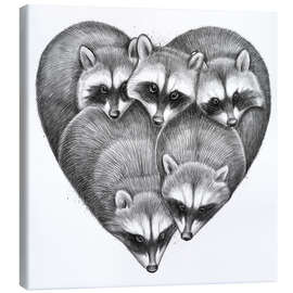 Tableau sur toile  Cœur de ratons laveurs - Nikita Korenkov