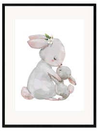 Impression artistique encadrée  Maman lapin et son petit - Eve Farb
