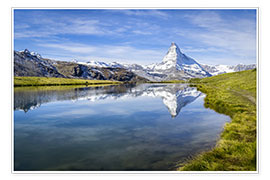 Poster  Matterhorn and Stellisee in the Swiss Alps, canton of Valais, Switzerland - Jan Christopher Becke
