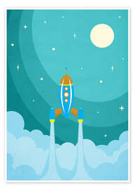 Poster  Lancement de fusée dans l'espace - Durro Art