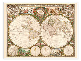 Poster  Carte du monde vers 1660
