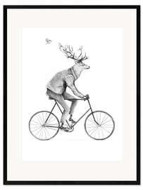 Impression artistique encadrée  Gentleman à vélo - Mike Koubou