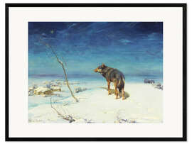 Impression artistique encadrée  Le loup solitaire - Alfred von Wierusz-Kowalski