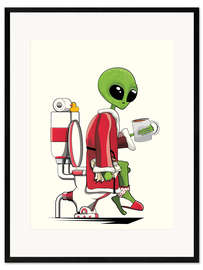Impression artistique encadrée  Alien on the toilet - Wyatt9